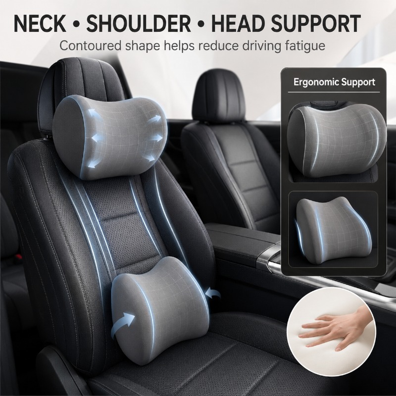 Ensemble de coussin de soutien - Memory Foam Car Neck Pillow Lumbar Support avis et prix